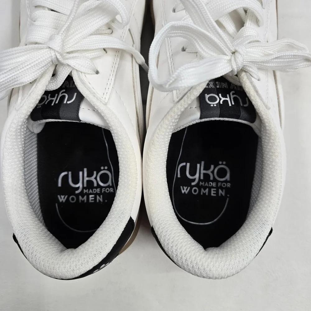 Ryka Viv Next Court Lace Up Inspired Women's‎ Sneakers White Faux Leather 5.5M